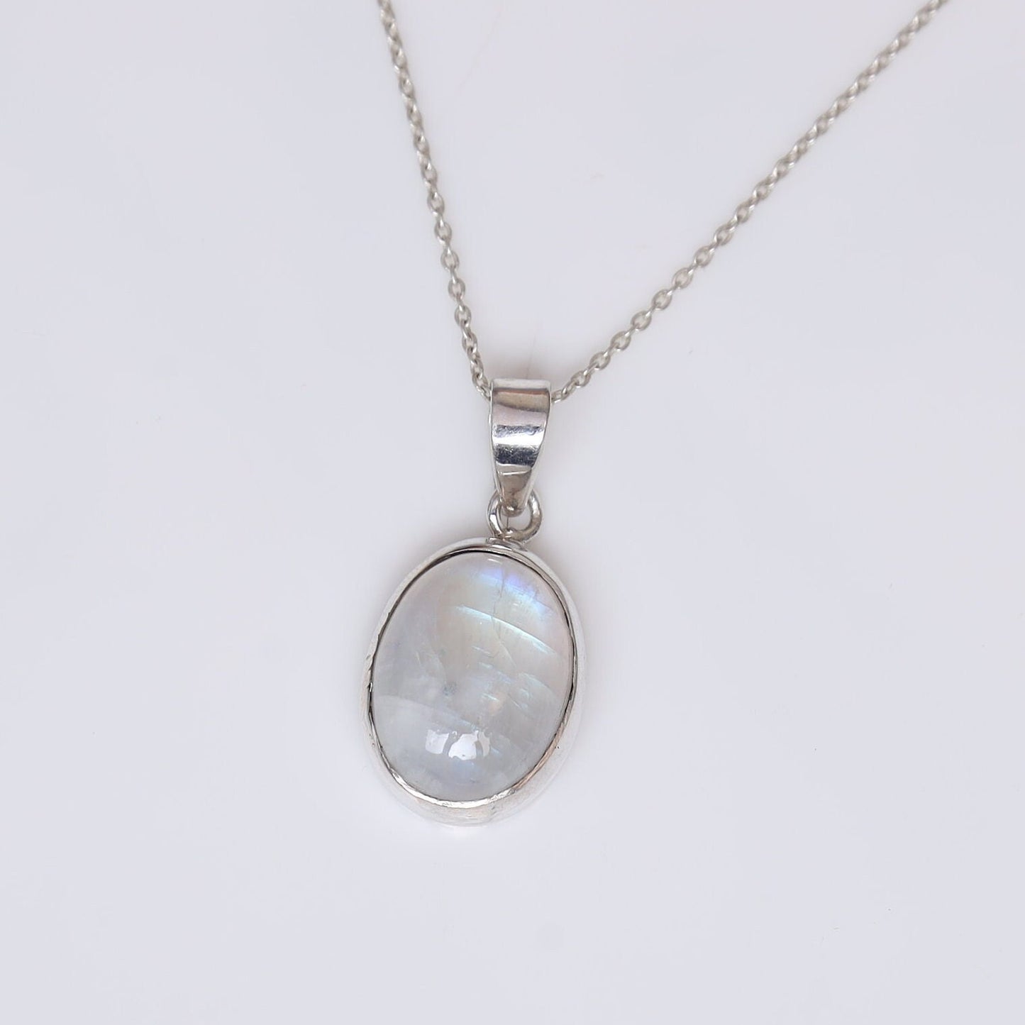 Rainbow Moonstone Sterling Silver Pendant