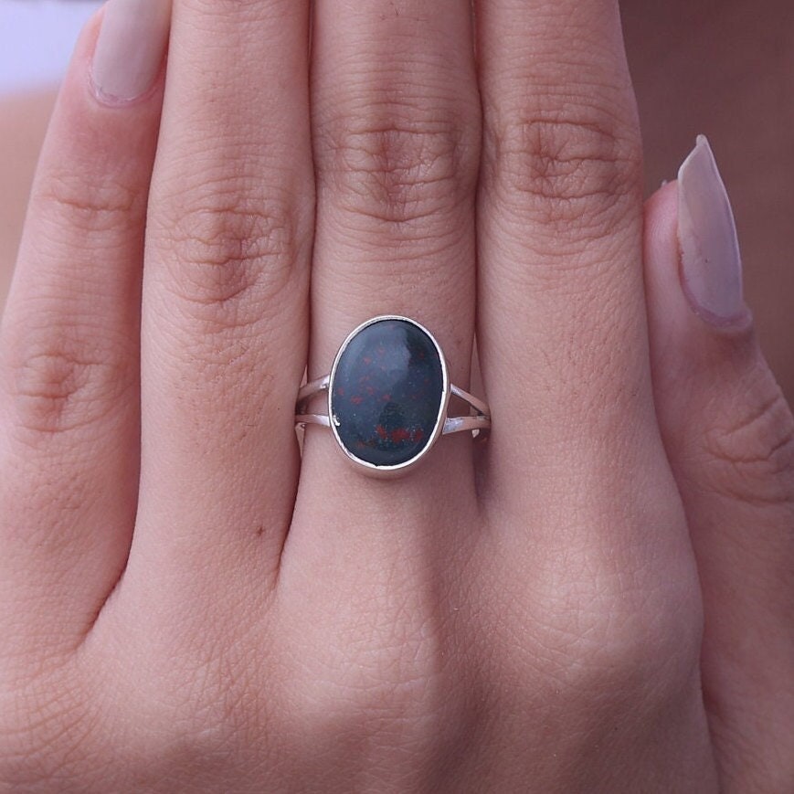 Bloodstone Ring 925 Sterling Silver Ring