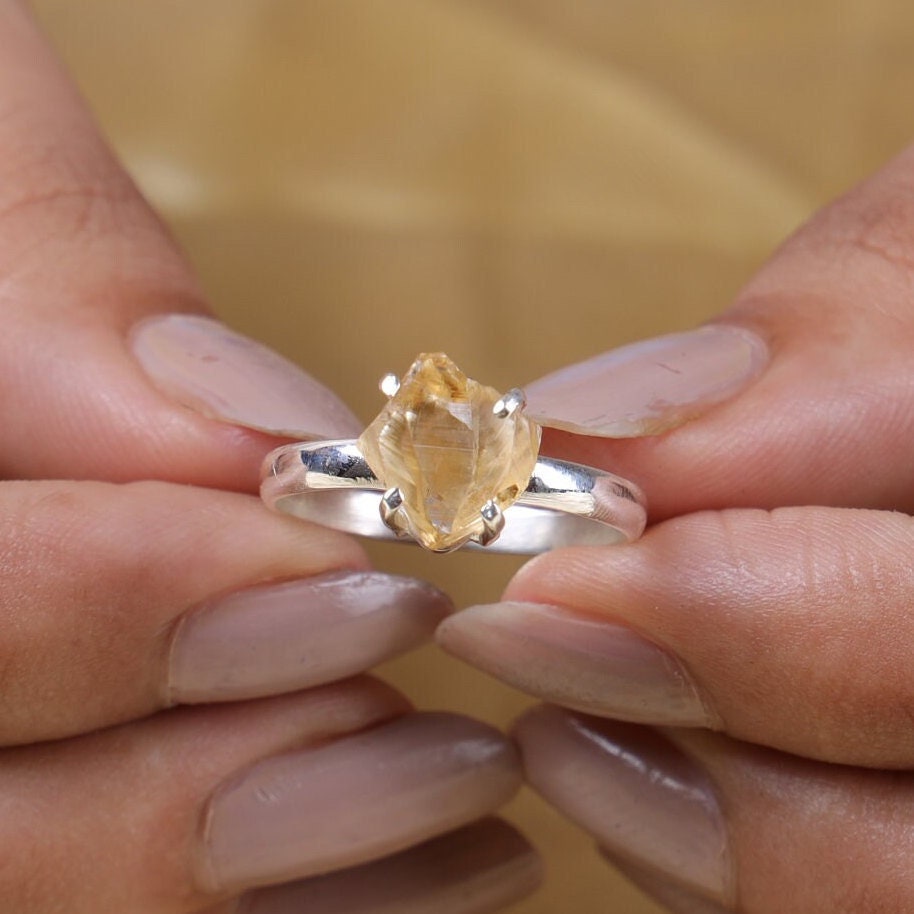 Raw Citrine Sterling Silver Ring