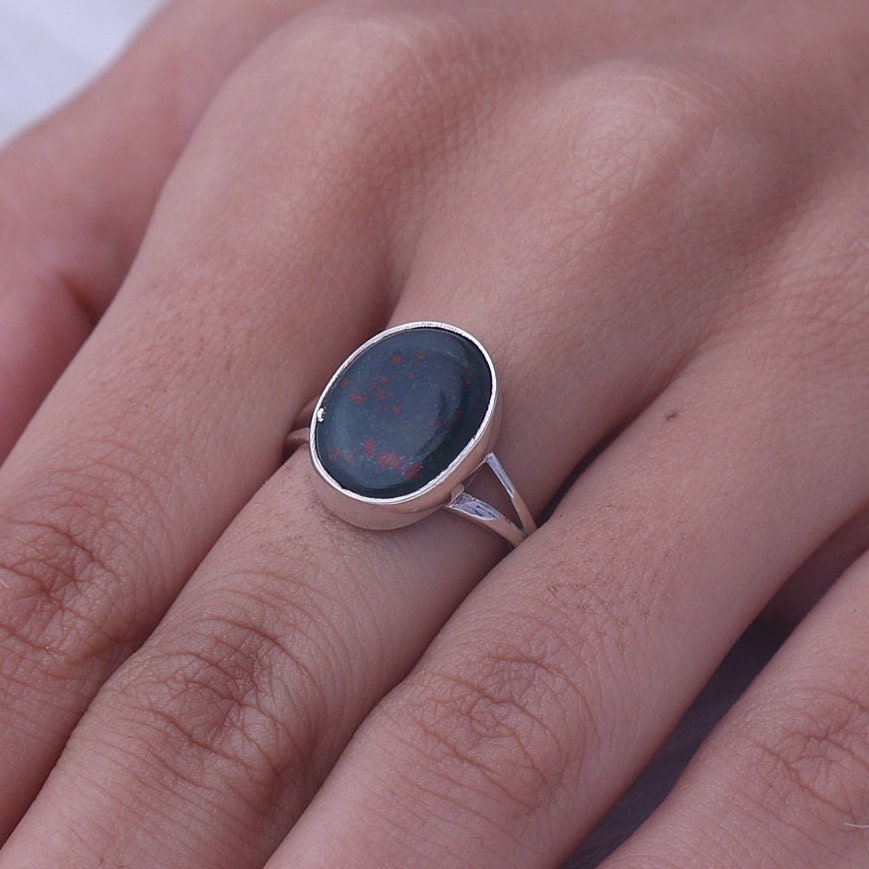 Bloodstone Ring 925 Sterling Silver Ring