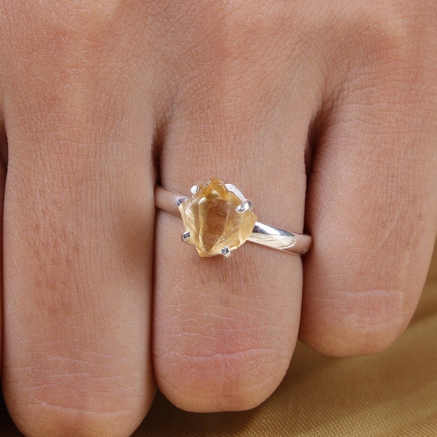 Raw Citrine Sterling Silver Ring