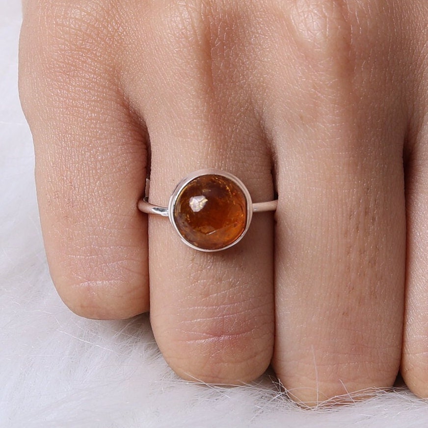 Amber Sterling Silver Ring