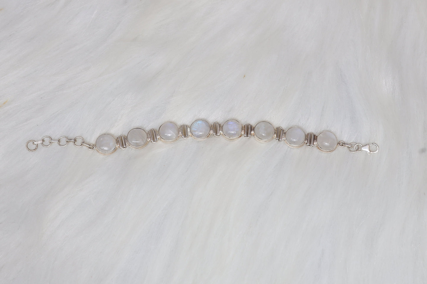 Rainbow Moonstone Sterling Silver Bracelet