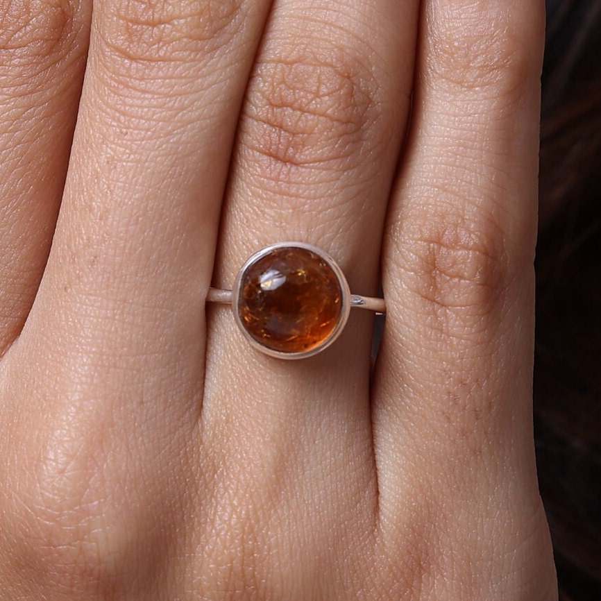 Amber Sterling Silver Ring