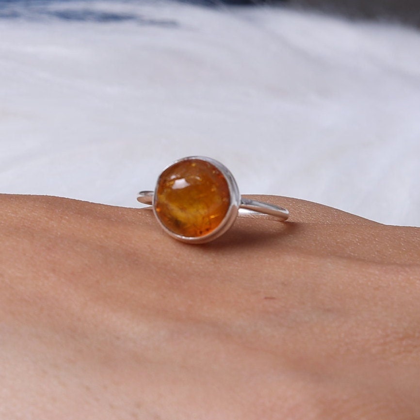 Amber Sterling Silver Ring