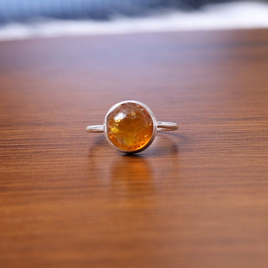 Amber Sterling Silver Ring