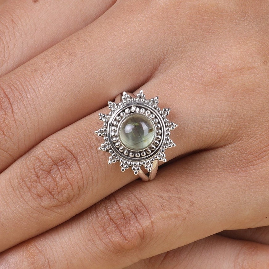 Prehnite Sterling Silver Ring