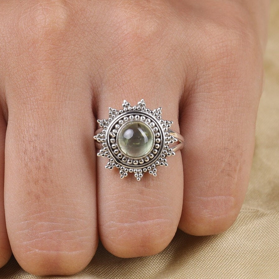 Prehnite Sterling Silver Ring