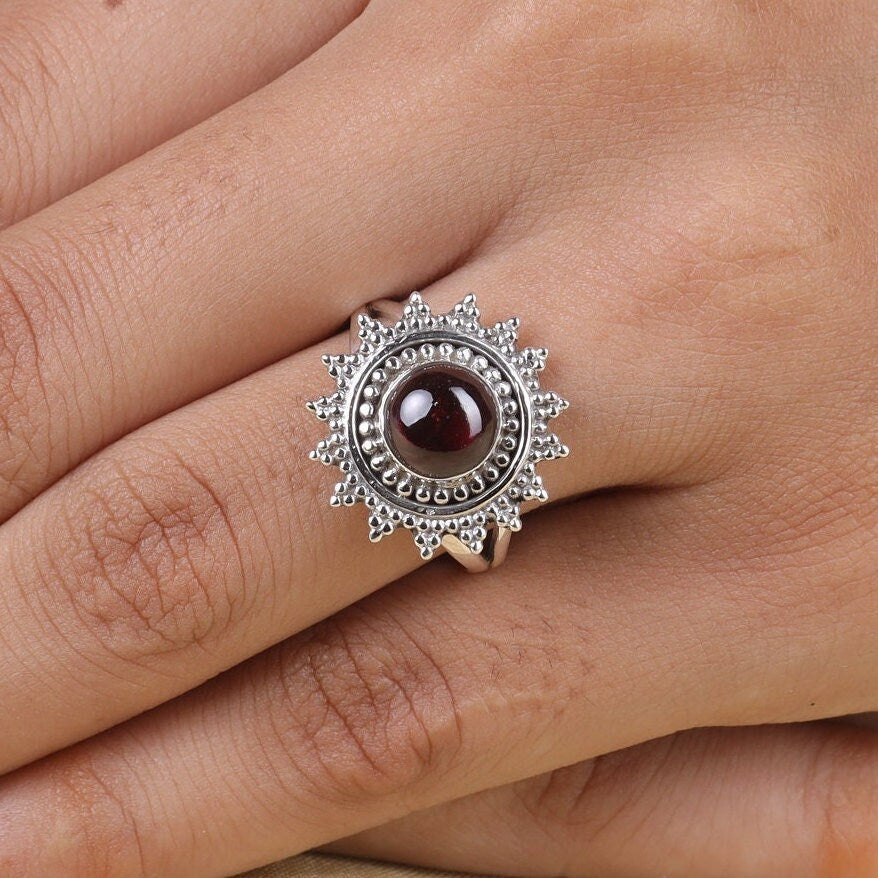 Garnet Sterling Silver Ring