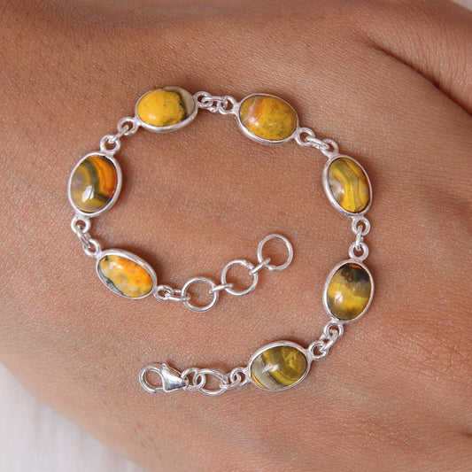 Bumblebee Jasper Sterling Silver Bracelet