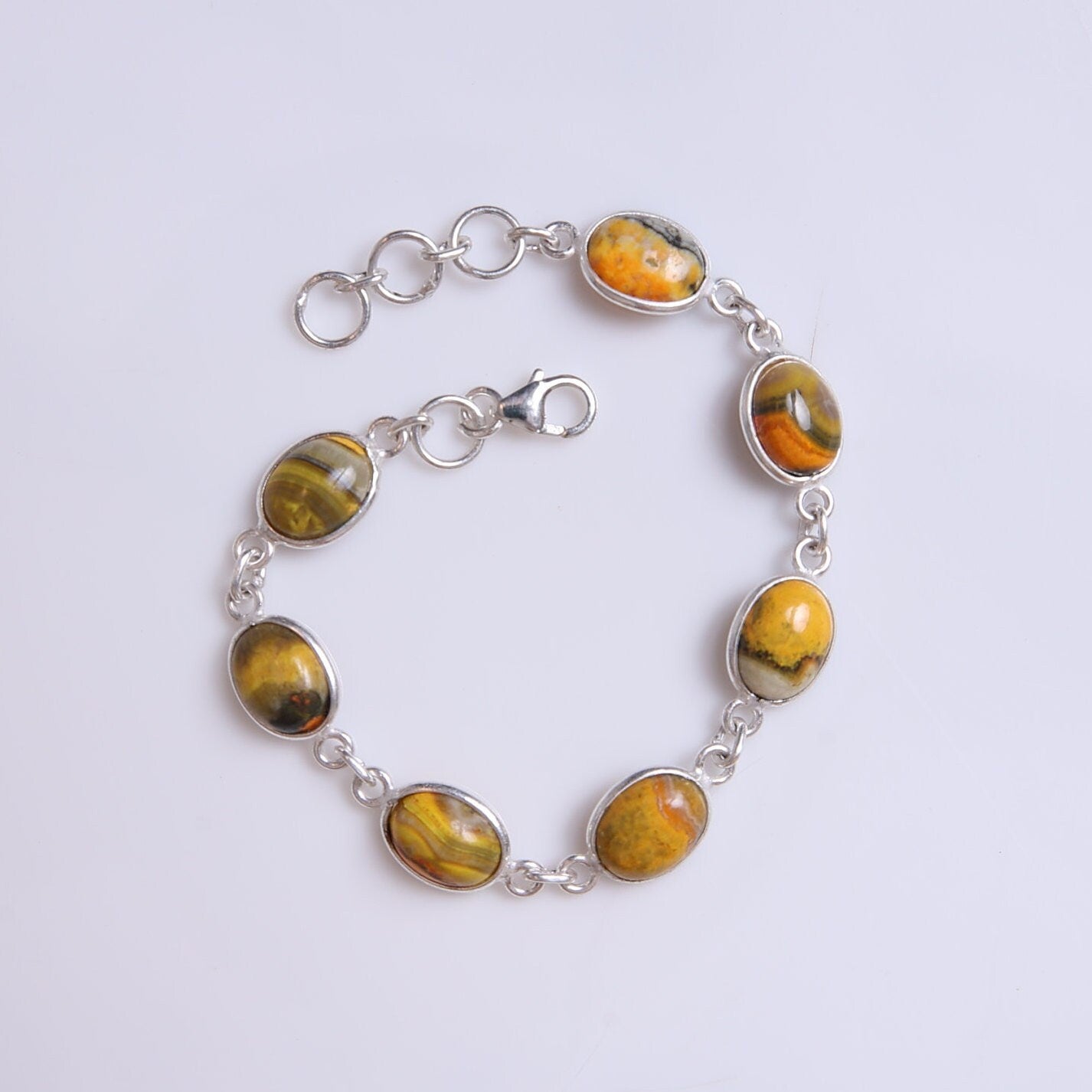 Bumblebee Jasper Sterling Silver Bracelet