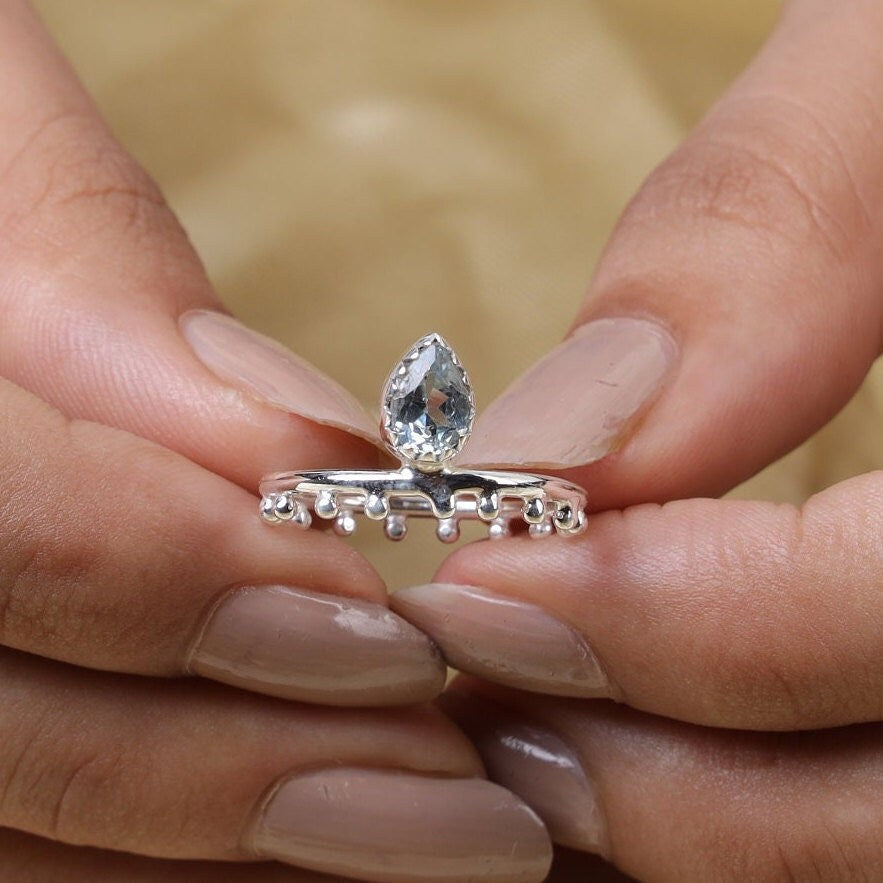 Blue Topaz Sterling Silver Ring