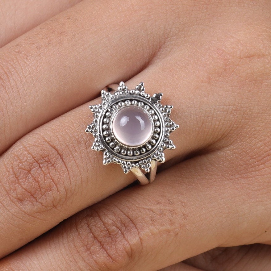 Rose Quartz Sterling Silver Ring