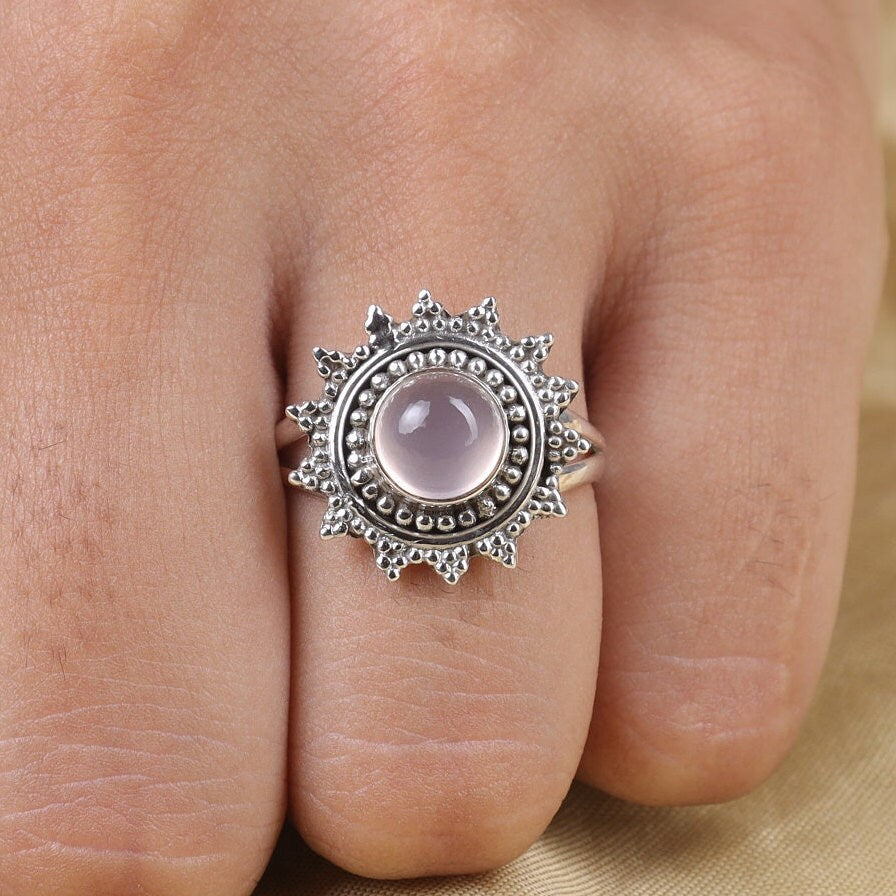 Rose Quartz Sterling Silver Ring