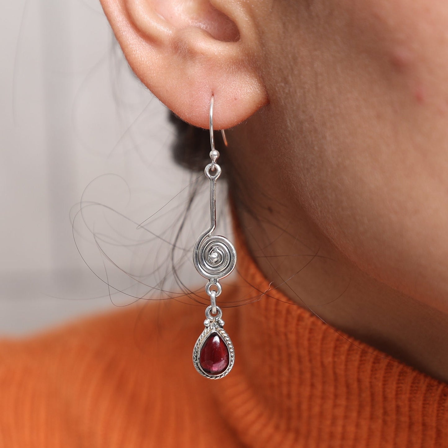 Garnet Sterling Silver Earrings