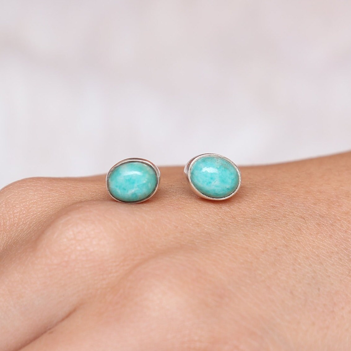 Amazonite Sterling Silver Stud Earrings