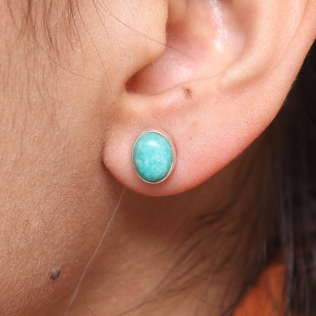 Amazonite Sterling Silver Stud Earrings