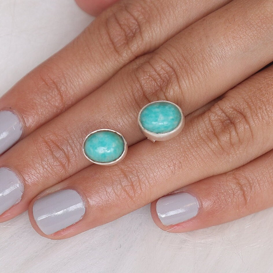 Amazonite Sterling Silver Stud Earrings