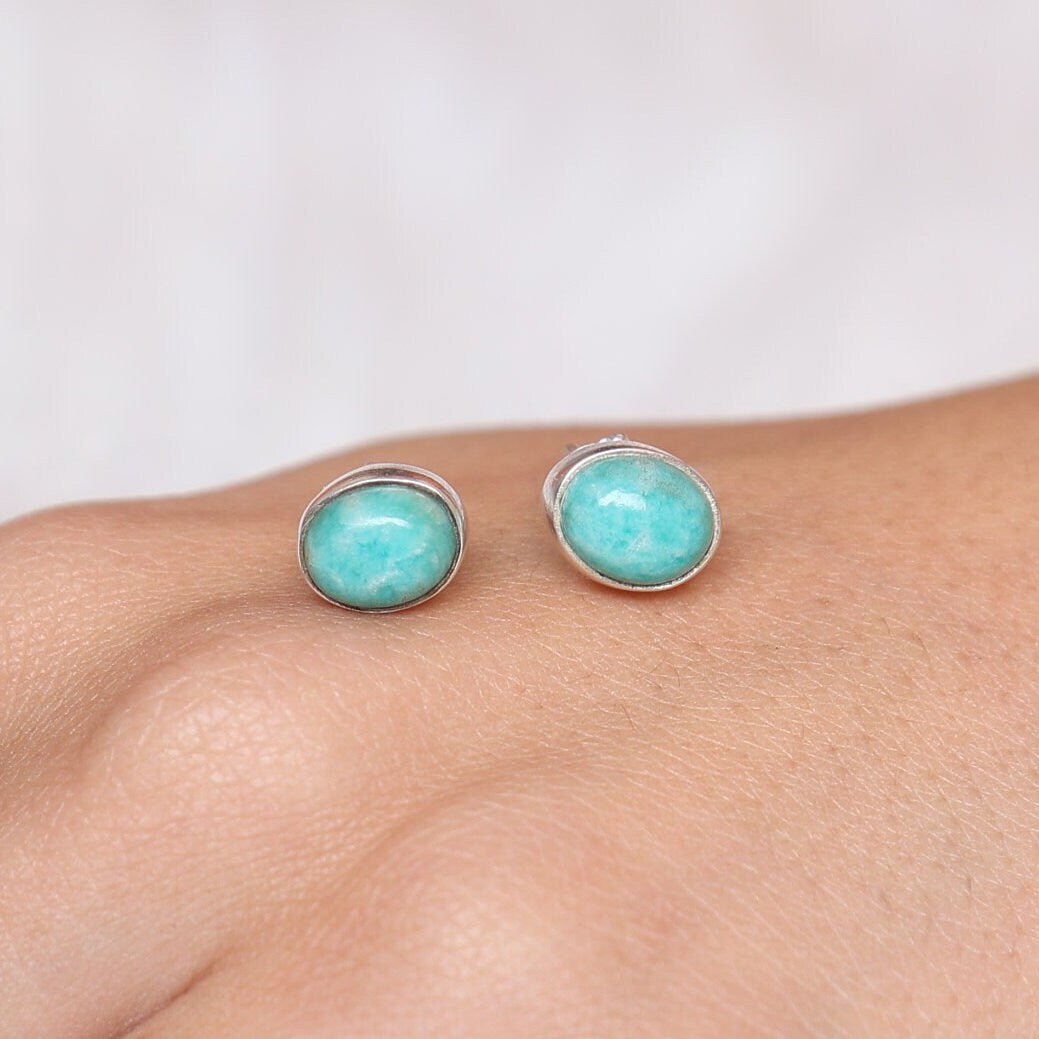 Amazonite Sterling Silver Stud Earrings