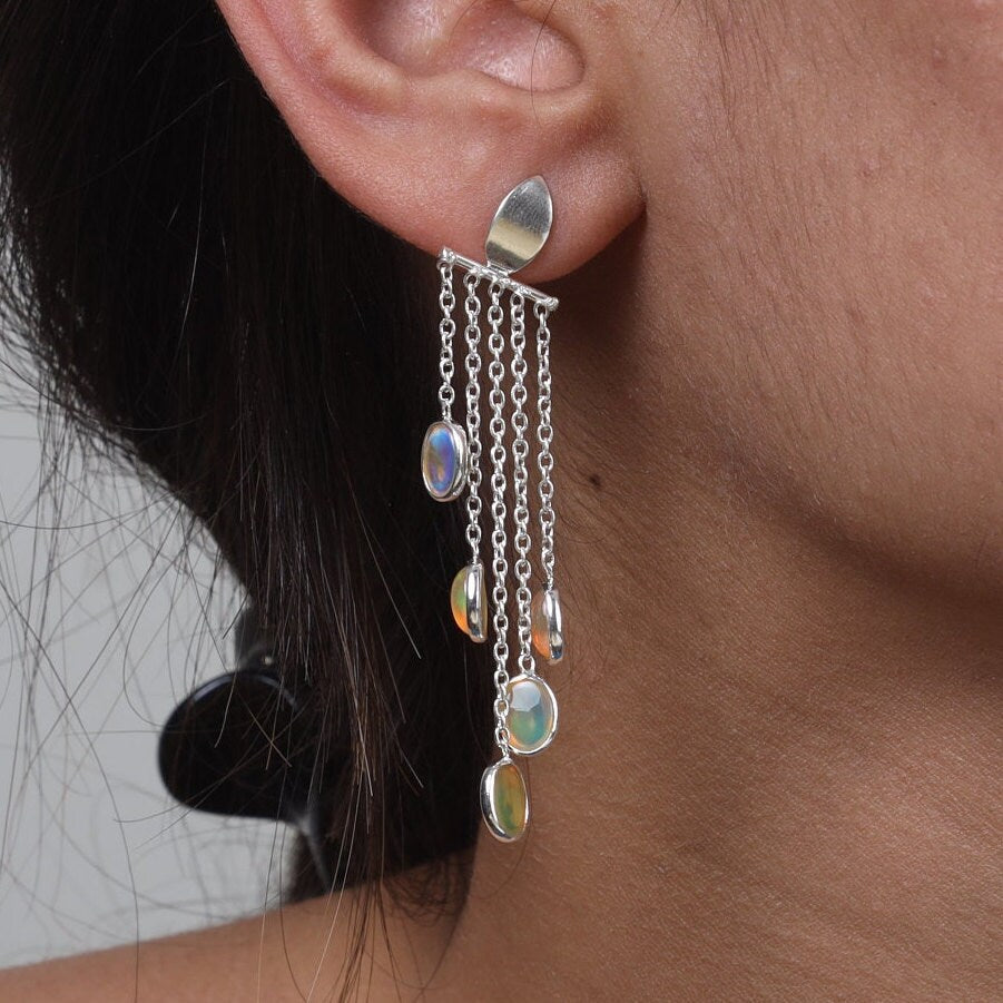 Ethiopian Opal Sterling Silver Earrings