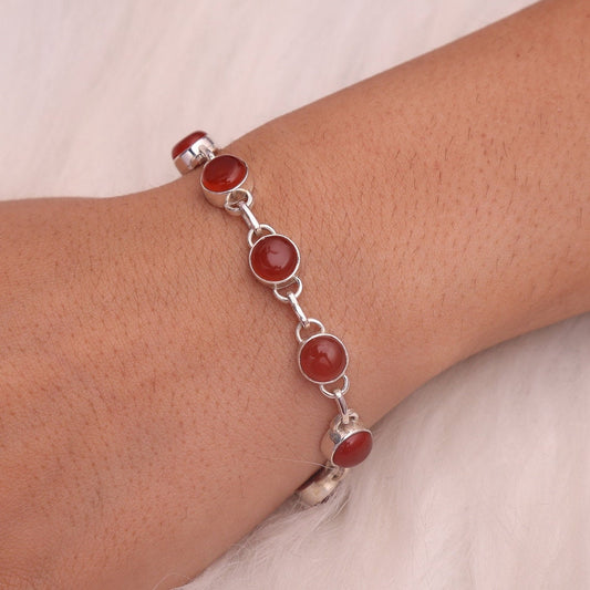 Carnelian Sterling Silver Bracelet