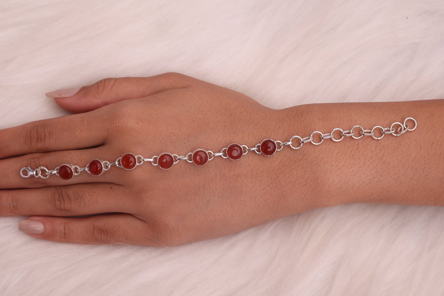 Carnelian Sterling Silver Bracelet