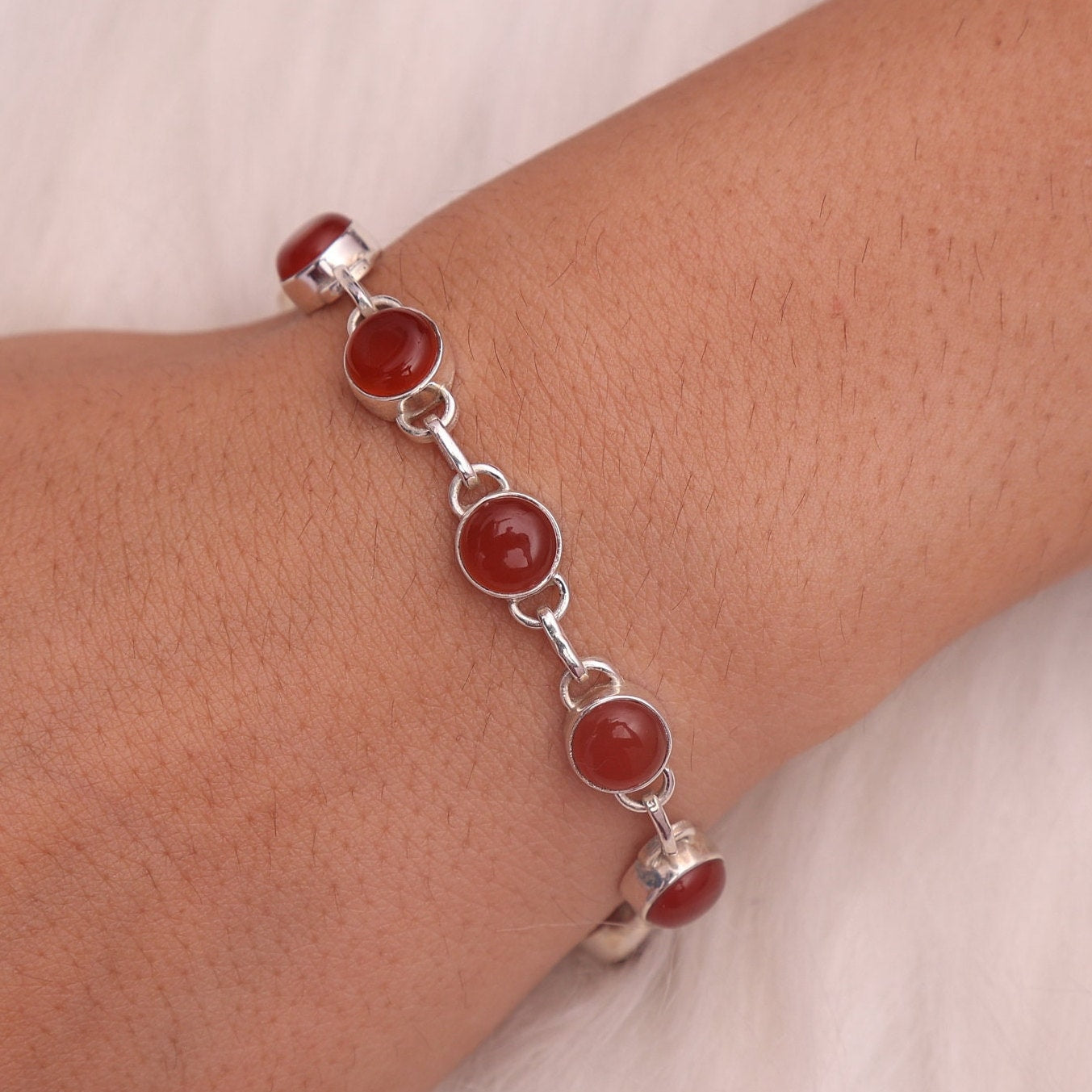 Carnelian Sterling Silver Bracelet