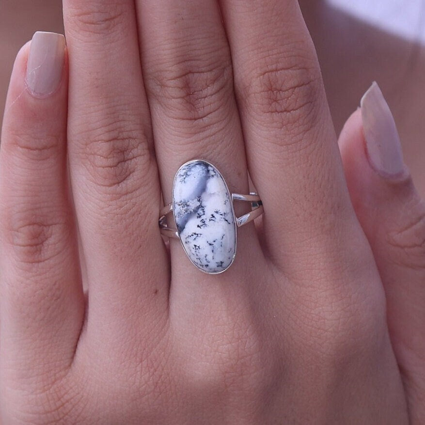 Dendrite Opal Sterling Silver Ring