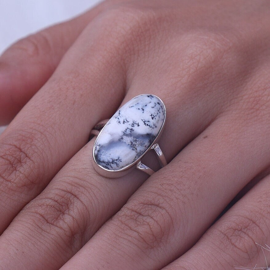 Dendrite Opal Sterling Silver Ring