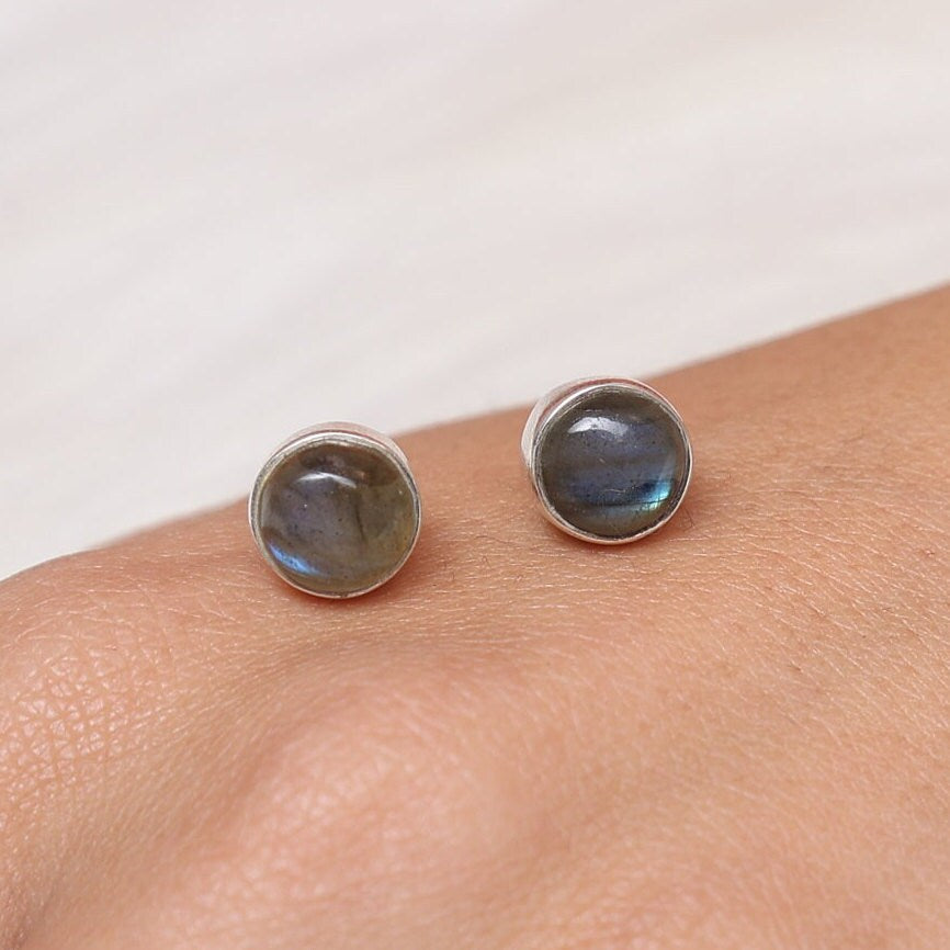 Labradorite Sterling Silver Stud Earrings