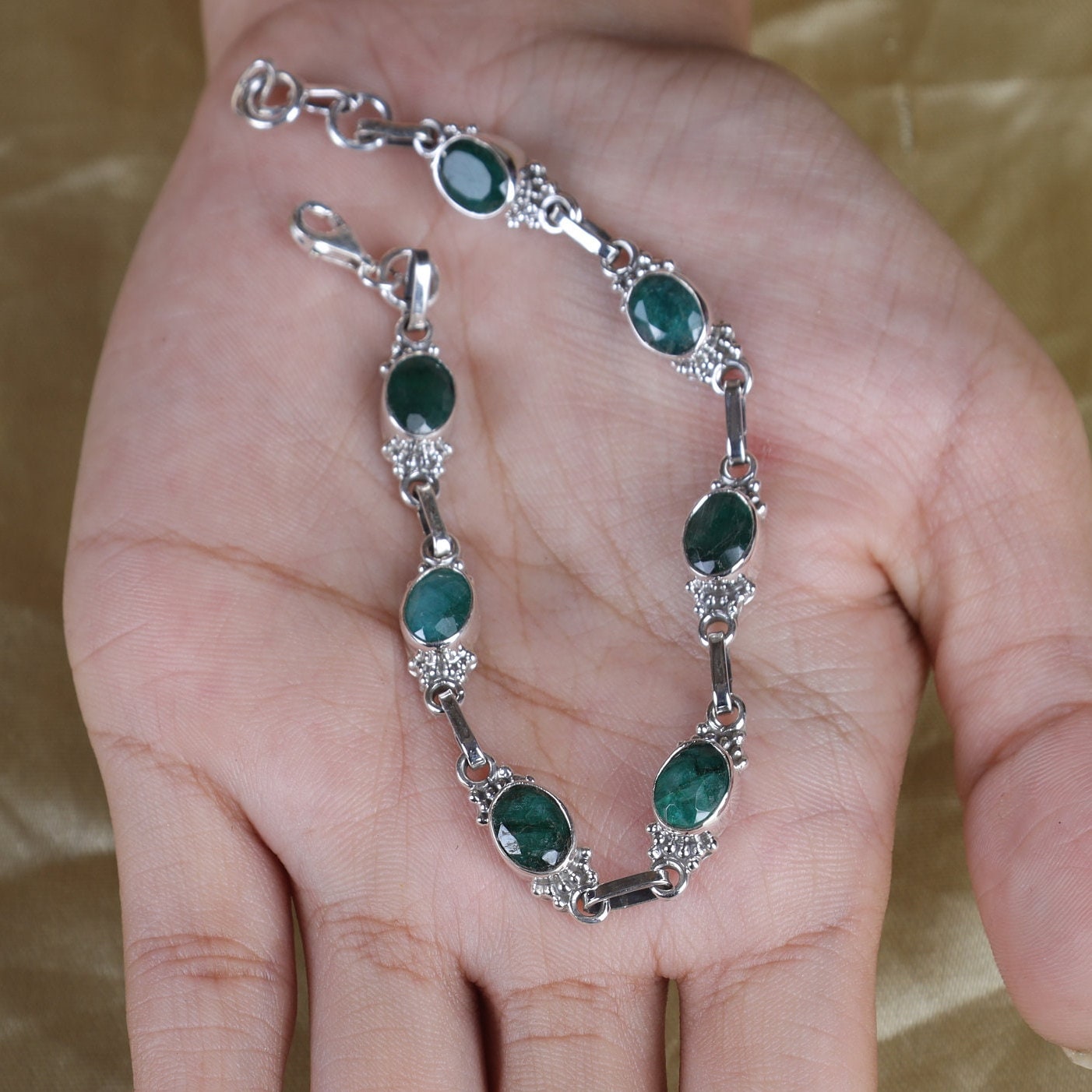 Emerald Sterling Silver Bracelet