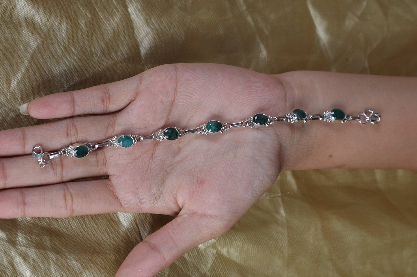 Emerald Sterling Silver Bracelet