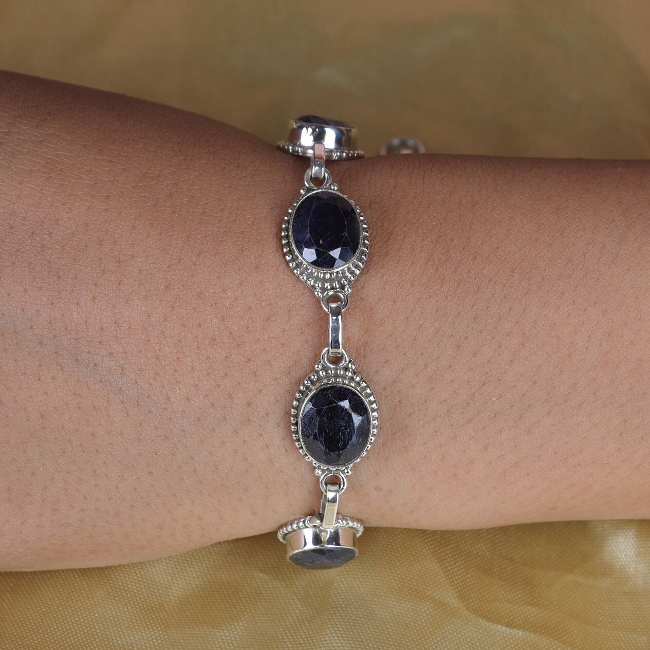 Blue Sapphire Sterling Silver Bracelet