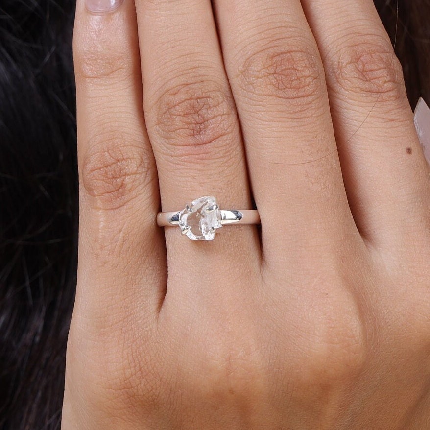 Raw Herkimer Diamond Sterling Silver Ring