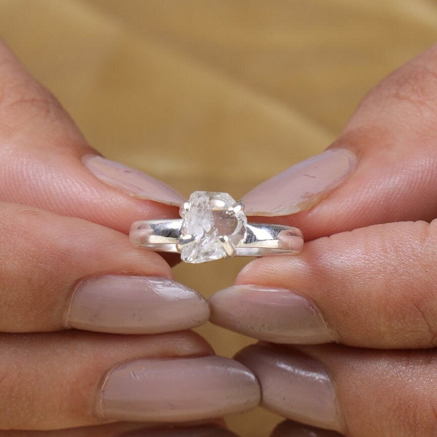 Raw Herkimer Diamond Sterling Silver Ring