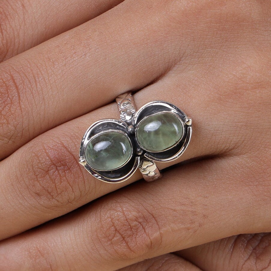 Prehnite Sterling Silver Ring