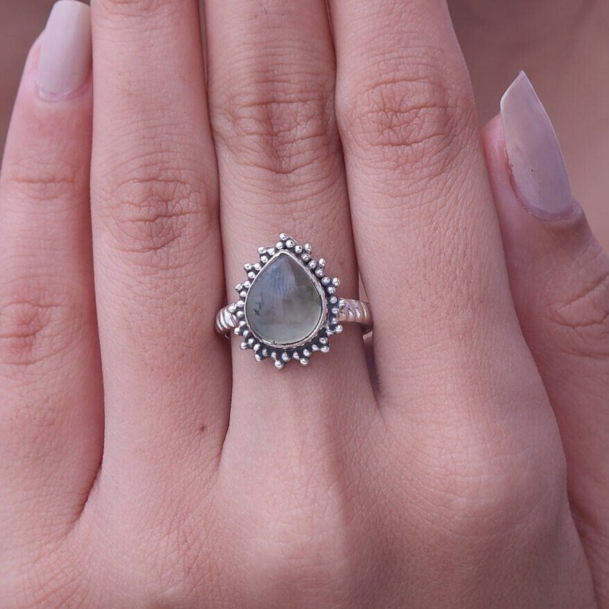 Prehnite Sterling Silver Ring