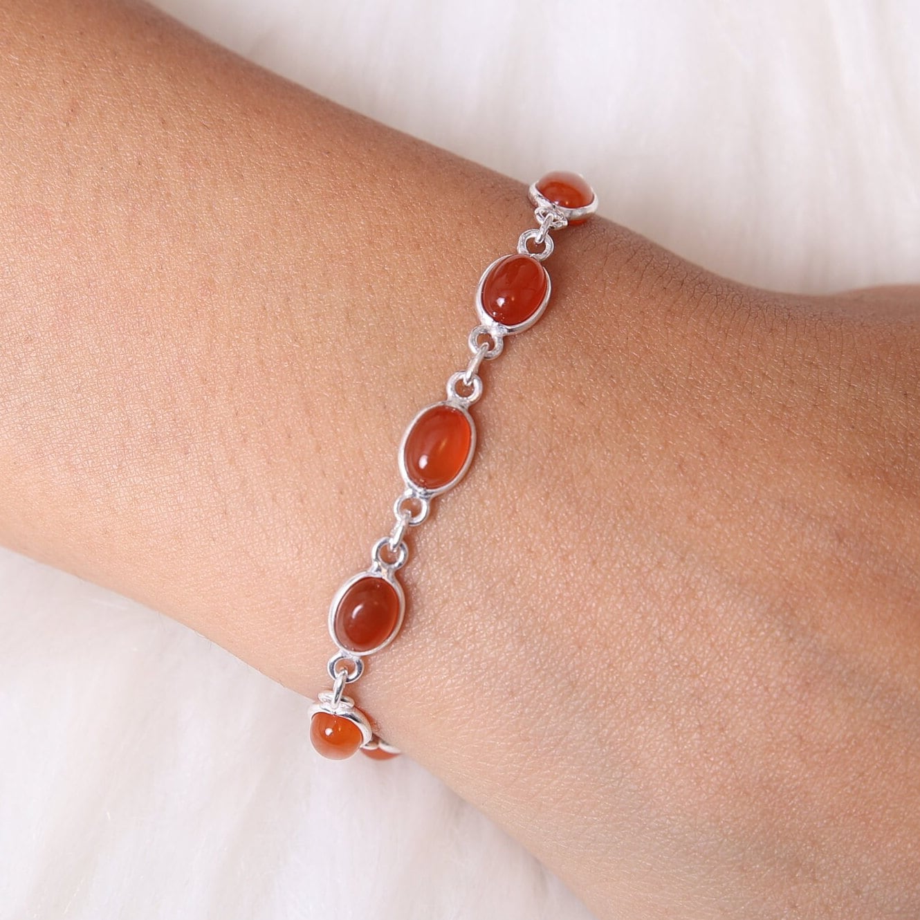 Carnelian Sterling Silver Bracelet