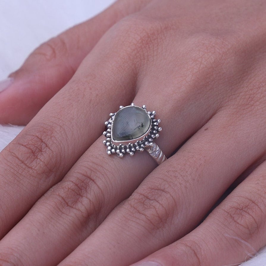 Prehnite Sterling Silver Ring