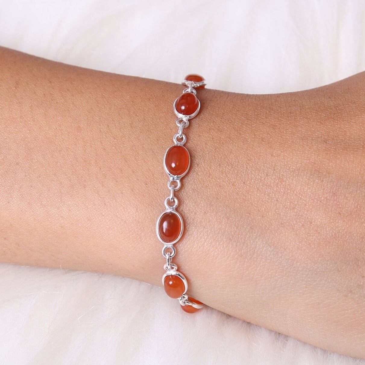 Carnelian Sterling Silver Bracelet