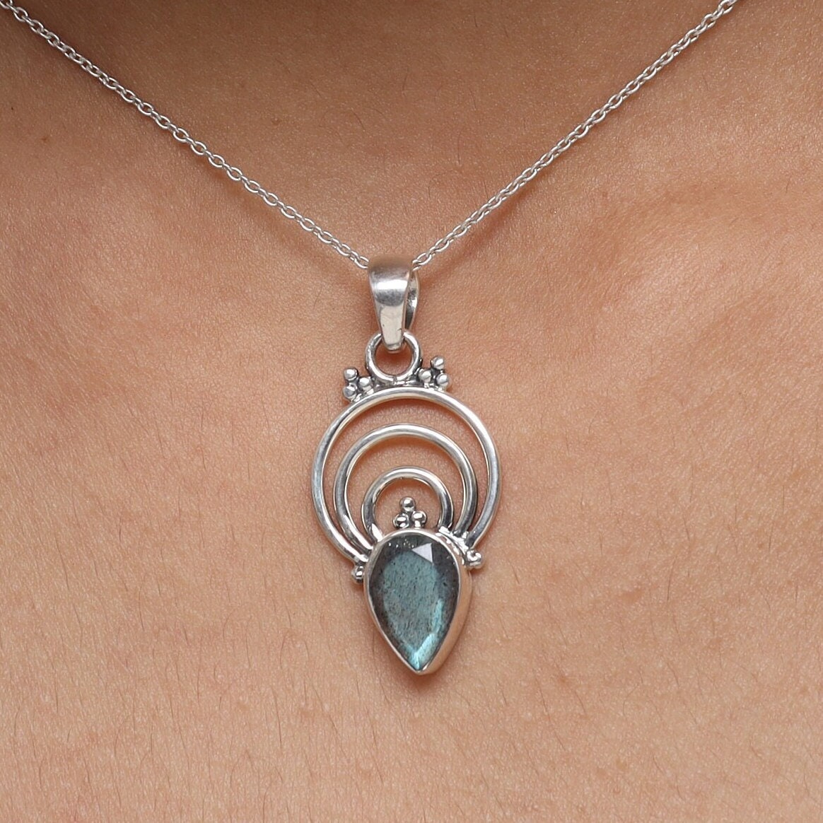 Labradorite Sterling Silver Pendant