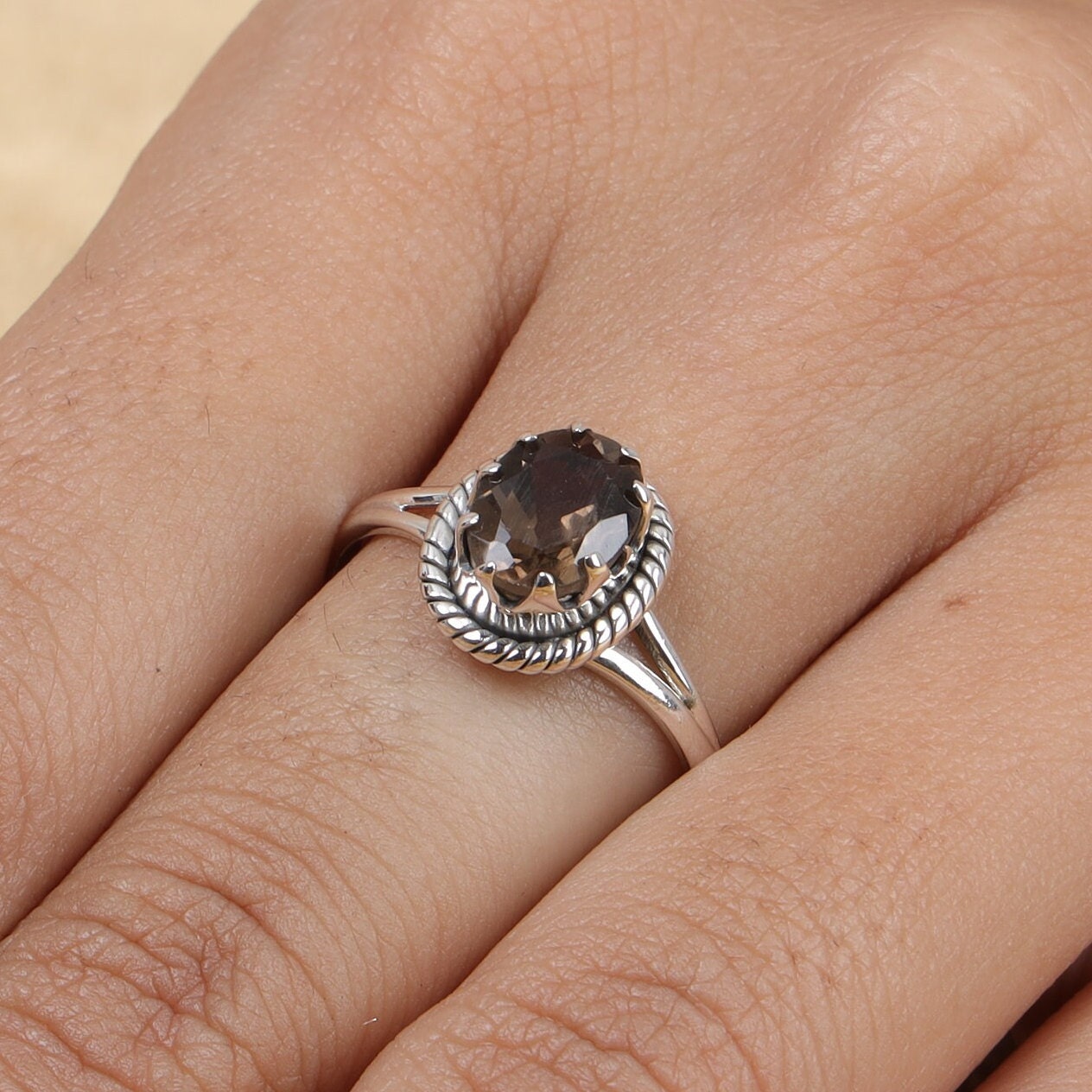 Smoky Topaz Sterling Silver Ring