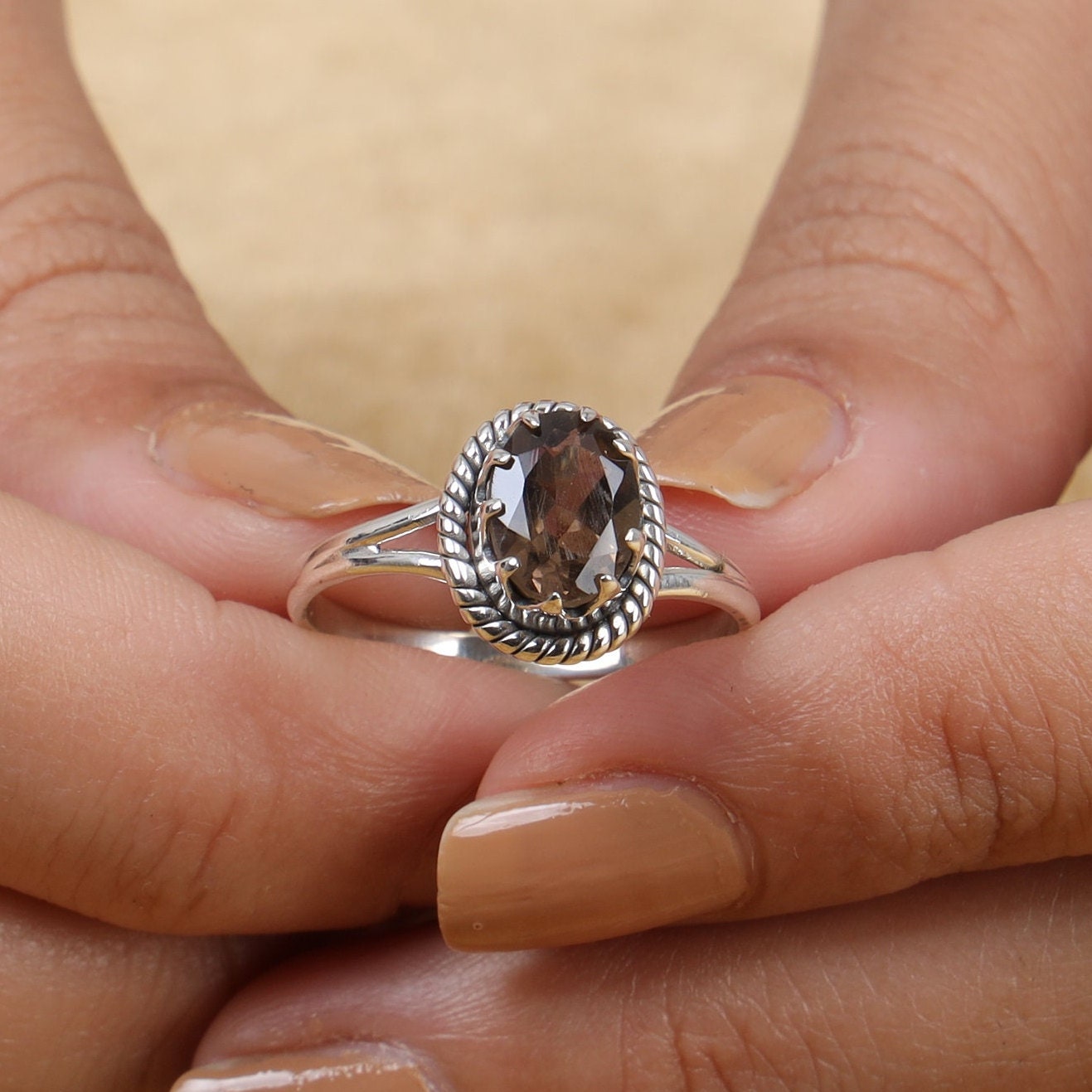 Smoky Topaz Sterling Silver Ring