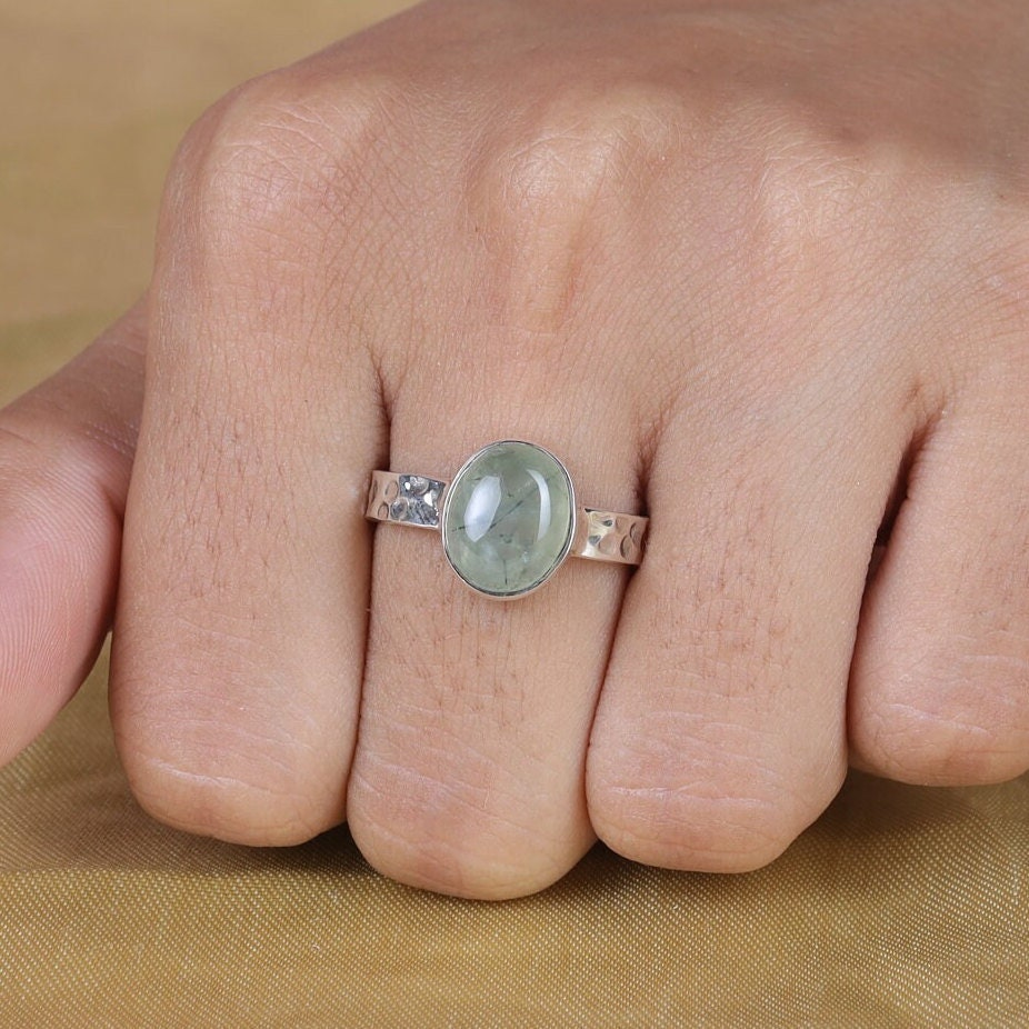 Prehnite Sterling Silver Ring