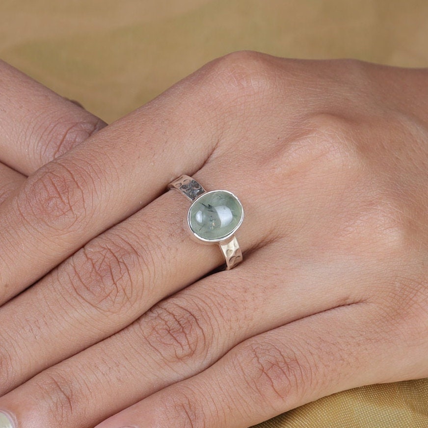 Prehnite Sterling Silver Ring