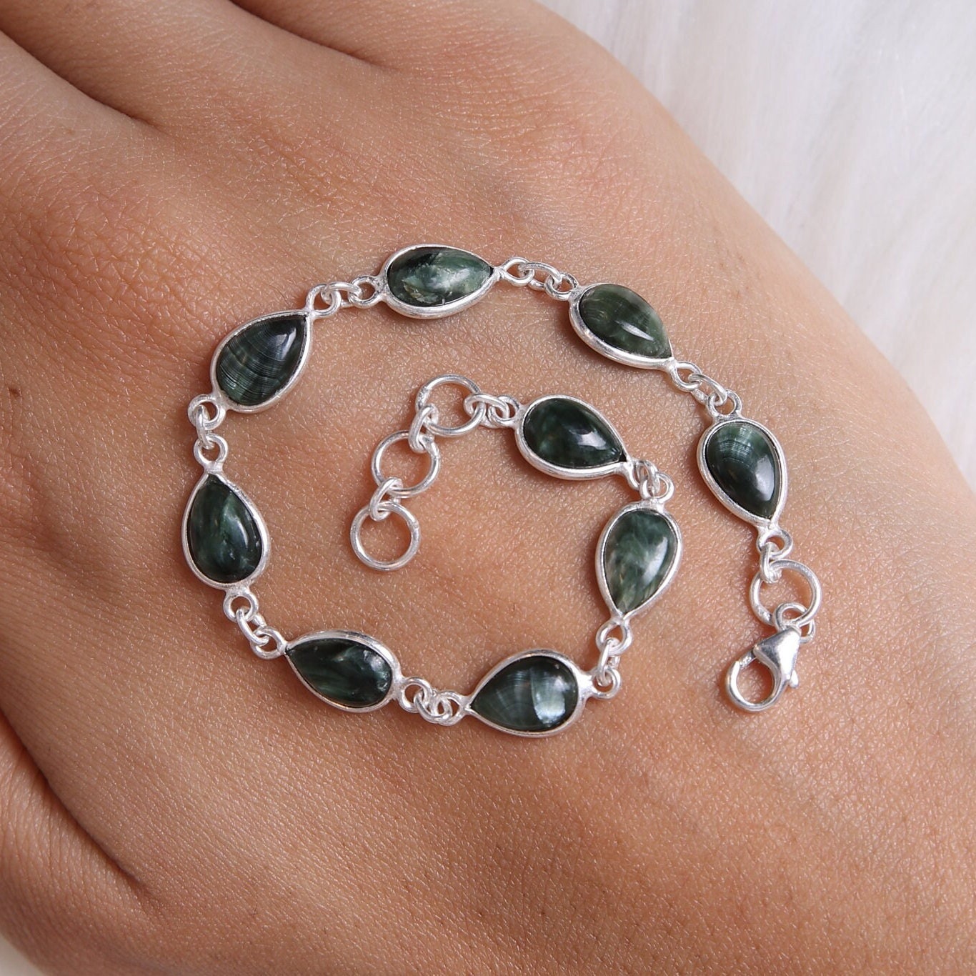 Seraphinite Sterling Silver Bracelet