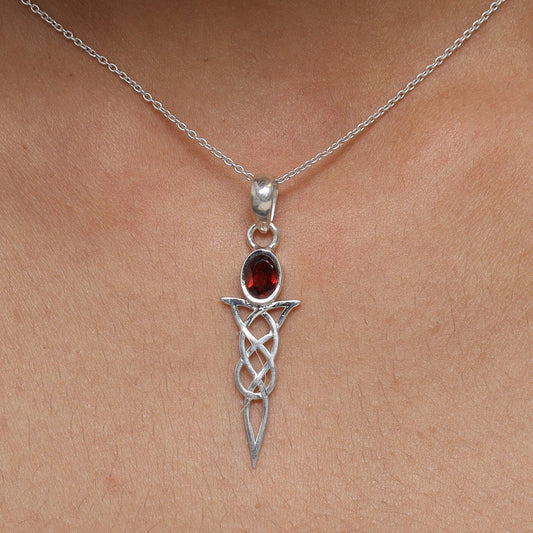 Garnet Sterling Silver Pendant