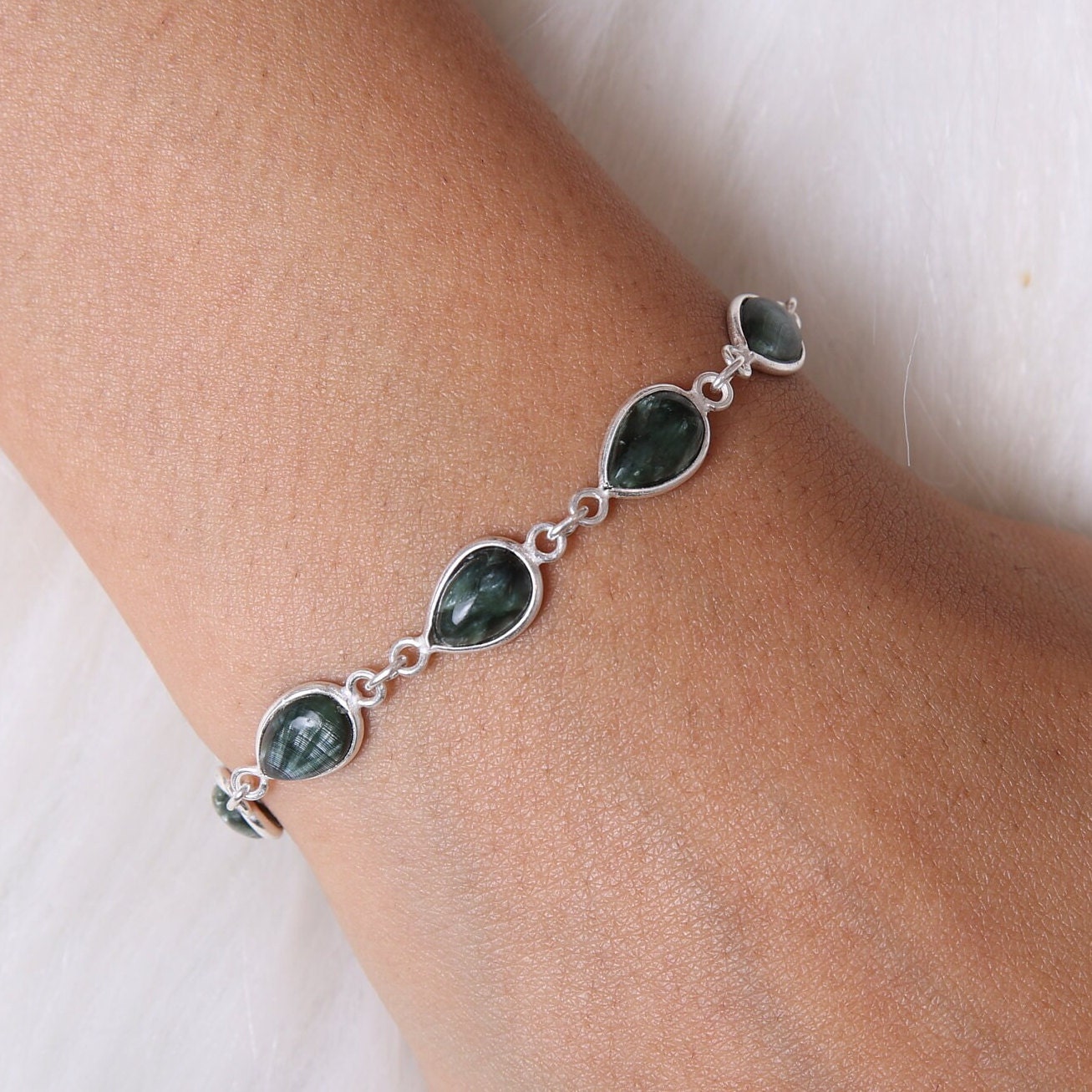 Seraphinite Sterling Silver Bracelet