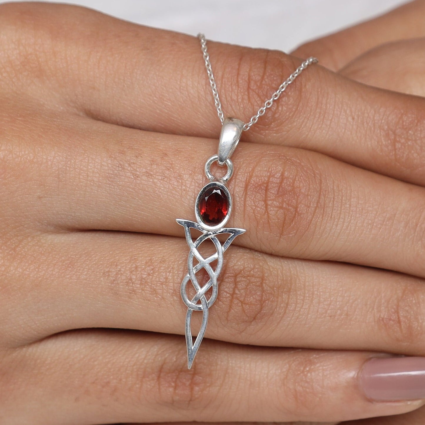 Garnet Sterling Silver Pendant