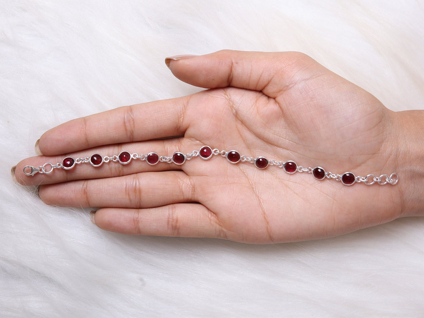 Garnet Sterling Silver Bracelet